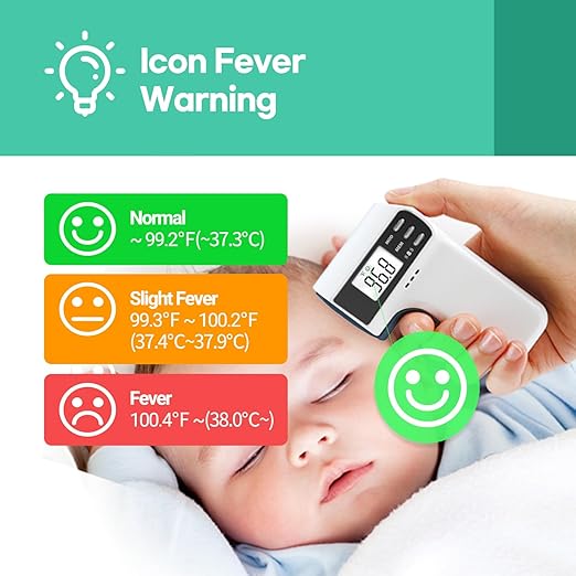 HubiBaby Forehead Thermometer for Adults and Kids, Digital Infrared Thermometer for Baby, Touchless Thermometer with 3 Color Fever Alarm, Fast Reading, Mini Hygrometer Combo (Black)
