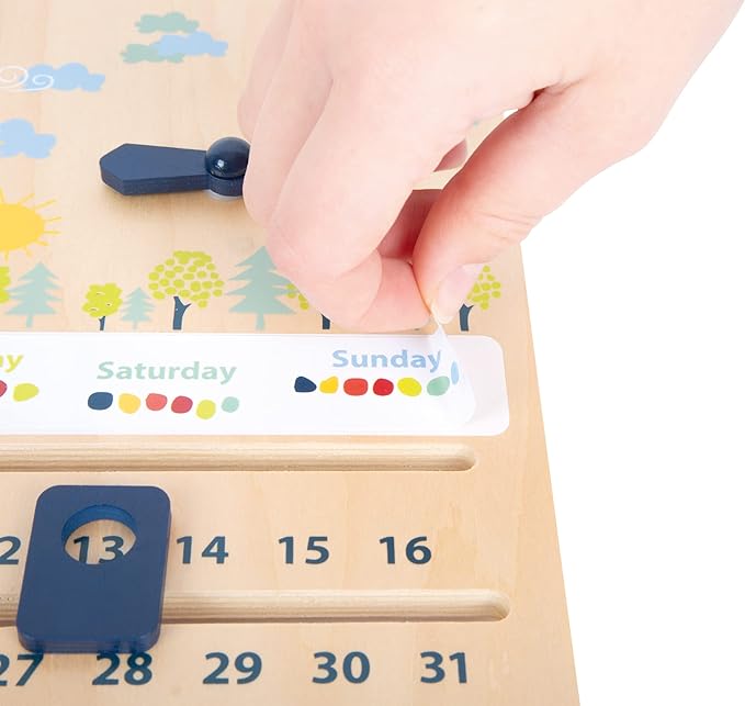 Small Foot 11625 Board Educate Made of FSC-Certified Wood, Learn time, Weather, Days, & Much More, Ages 3+ Toys