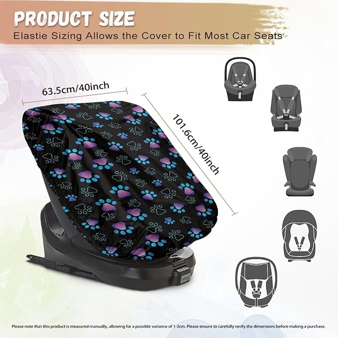 XYZCANDO Dog Paw Print Car Seat Protector for Child Car Seat Cartoon Baby Car Seat Shade Cover Breathable Car Seat Sun Cover for Baby Easy to Install Baby Car Seat Cover Gift for Family