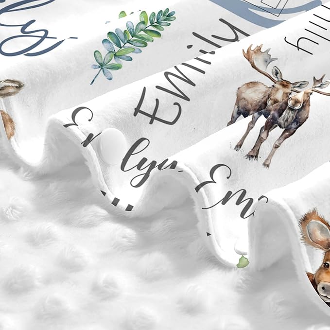 Personalized Baby Car Seat Cover Custom Name CarSeat Canopy Customized Moose Newborn Nursing Breastfeeding Cover Minky Baby Blanket Infant Car Seat Canopies for Baby Girls Boys