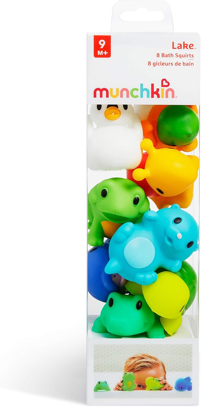 Munchkin Baby Bath Toy Squirts for Babies and Toddlers 9 Months and Up, Lake Animal Squirters, 8 Pack
