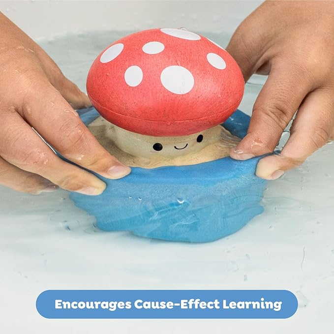 Tiger Tribe Bath Pop-Up Mushroom: Water-Activated Peek-A-Boo Toy for Kids, Eco-Friendly, Sensory Play, Bioplastic, Ages 0-4