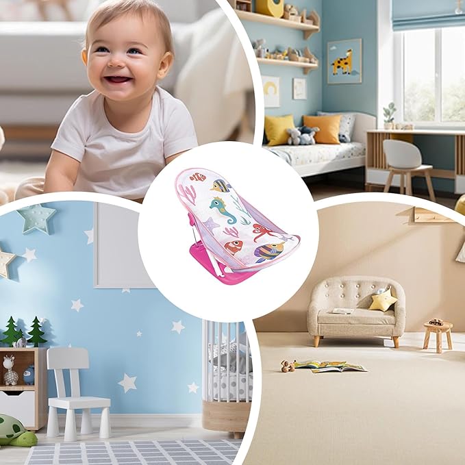 Generic Foldable Toddler Bather - Bathtub Foldable Toddler Bath Bather Seat | Foldable Baby Bather with Bath Stand | Toddler Folding Shower Rack for Bathtub Counter Sink Bathroom