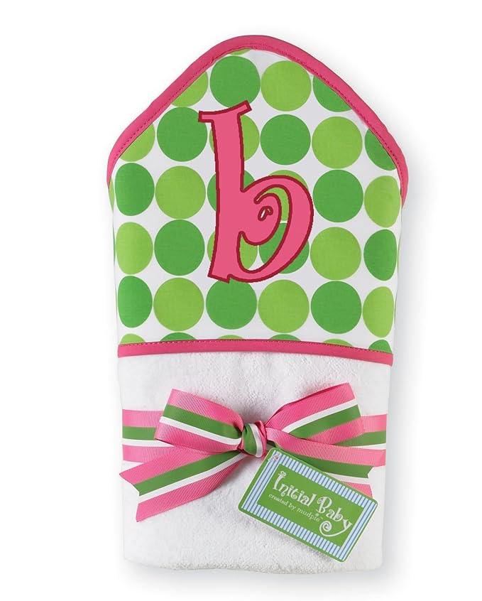 Baby Girl Pink Initial Hooded Terry Towel, Letter B