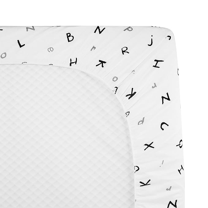 TL Care 100% Natural Cotton Fitted Pack and Play Sheet 39" x 27" - Soft & Breathable Pack N Play Sheet for Playpen, Playard & Mini Crib Mattress, Alphabet, for Boys & Girls