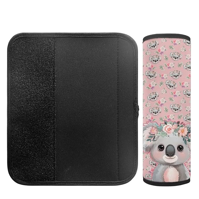 Biyejit Koala Flowers 2 Pieces Car Seat Strap Covers Soft Seat Belt Pads Cover for Kids Car Seat Straps Shoulder Pads Infant Stroller Strap Covers Seat Safety Belt Cushion for Boy Girls