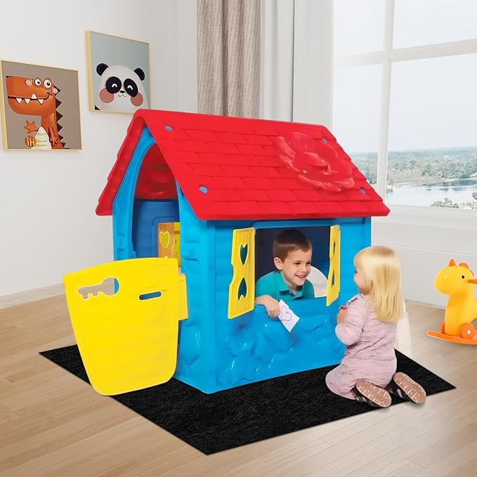 Outdoor Playhouse Mat 59'' x 59'' Portable Activity Rug with Non-Slip Backing Outside Game House Play Mat Playhouse Pad Rug for Outdoor Playground Flooring