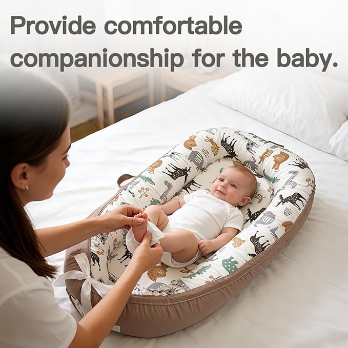 Infant Support Cushion-Breathable and Soft Organic 100% Cotton, Portable Tummy Time Mat with Removable Support Cushion Cover, Floor Baby Support Cushion for Newborn, Supervised Use - Mami Elk