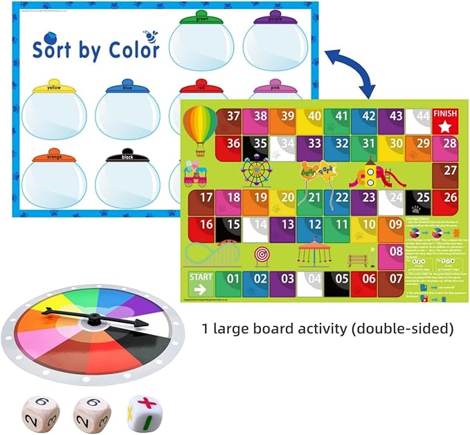 100 Pcs Translucent Bear Counters, Counting Animal Matching Games Color Sorting Toys, Translucent Toys for Light Table, Includes 11 Activity Cards
