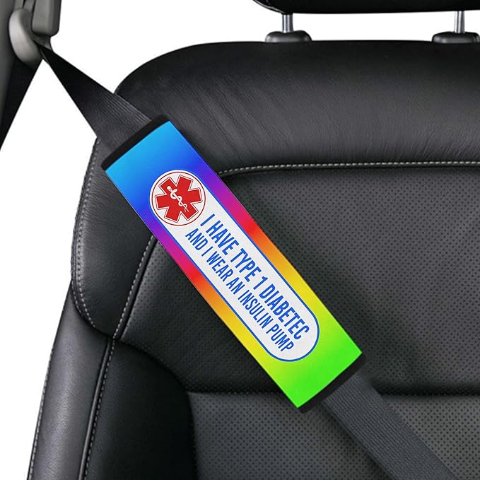 I Have Type 1 Diabetic Insulin Pump Custom Size Medical Alert Car Seat Belt Cover for Adults Girls and Boys Safety Seatbelt Belt Strap Shoulder Pad for a More Comfortable Driving 78