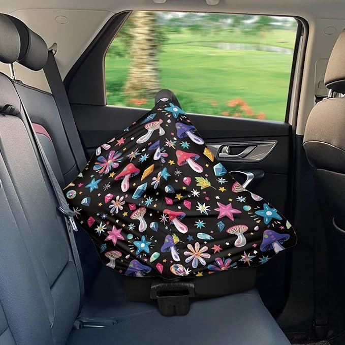 AFPANQZ Colorful Mushroom Nursing Cover Breastfeeding Scarf Baby Car Seat Covers Infant Stroller Cover Carseat Canopy for Girls and Boys Lightweight Breathable for Outdoor Walking Traveling