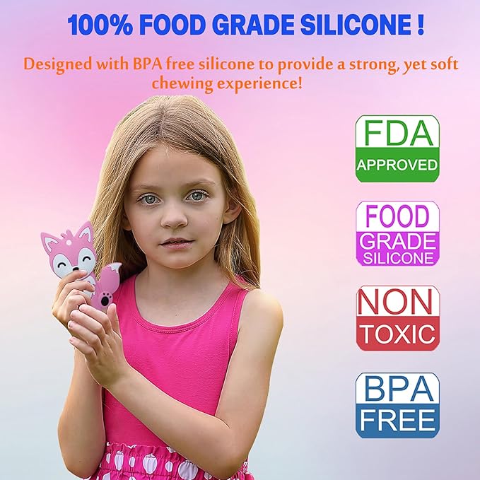 Chew Necklaces for Sensory Kids, 6 Pack Fox and Dinosaur Silicone Chewy Necklace for Boys and Girls with Autism, ADHD, SPD, Sensory Chewing Toys for Autistic Children Reduce Anxiety Fidgeting