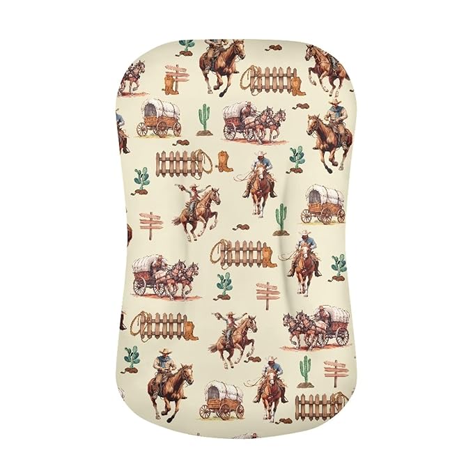 Weastren Horse Baby Lounger Cover Pillow for Newborn White Baby Nest Pillow Snuggle Me Lounger Cover Breathable for Boys Girls