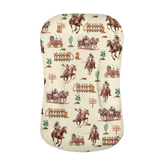 Weastren Horse Baby Lounger Cover Pillow for Newborn White Baby Nest Pillow Snuggle Me Lounger Cover Breathable for Boys Girls