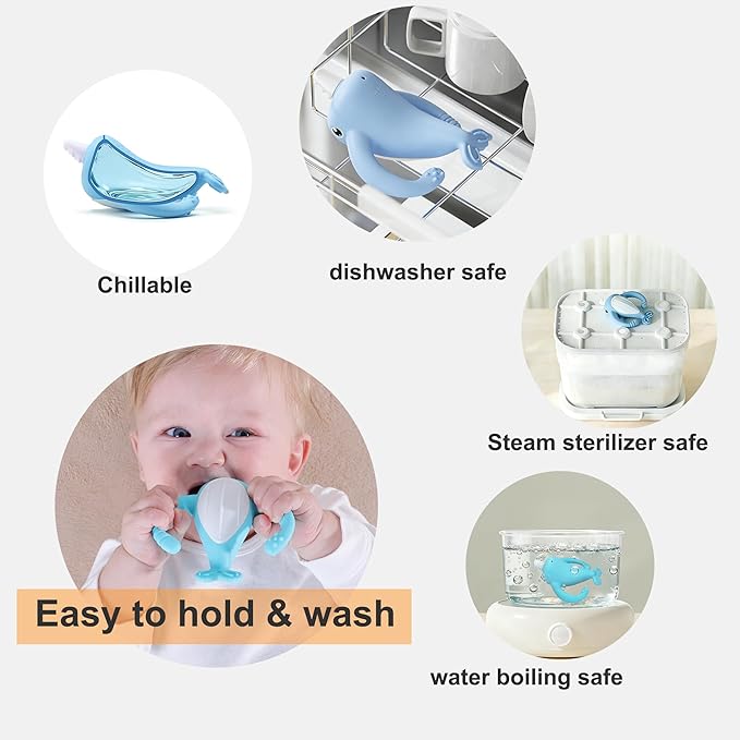 Best Baby Toy for 4Months Baby, Baby Teething Toys for 3-6 6-12 Months, Teething Relief Toys, Food Grade Silicone Montessori Baby Teether Toy for 3-6months, Sensory Toys for Teething Babies, Purple
