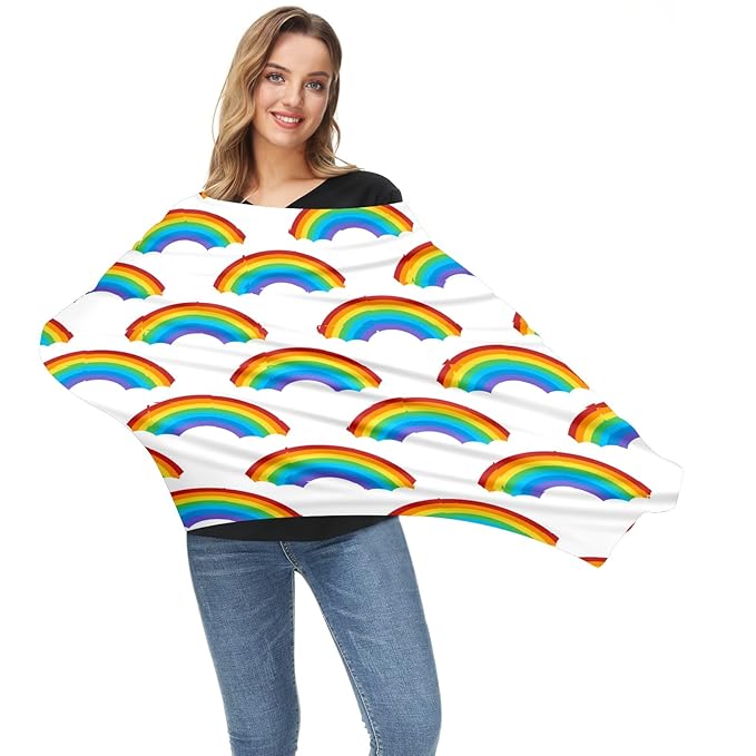 Baby Car Seat Stroller Covers Rainbow Patterns Design Nursing Cover Breastfeeding Scarf Soft Breathable Stretchy Coverage Carseat Canopy Cover for Boys and Girls Soft Breathable Multi Use