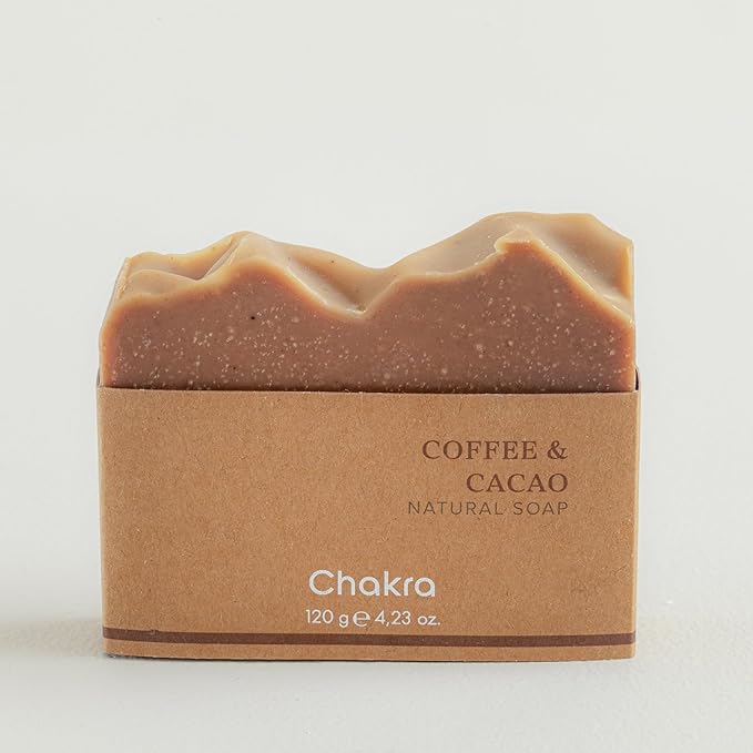 Chakra Coffee & Cocoa Bar Soap - Paraben & Additive Free Handmade Soap Bar for Face, Body and Hands, Gentle Cleansing for Daily Skin Care, 4.23 oz