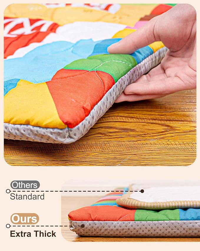 Foam Baby Play Mat 50x50, Removable and Machine Washable Cover, Thicken Cushioning Playmat and Perfect for Playpen, Non-Slip Bottom, Easy to Clean for Infants, Toddlers & Babies(Farm)