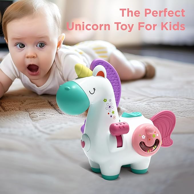 iPlay, iLearn Baby Unicorn Activity Cube, Infant Busy Cube Montessori Toy for 1 Year Old, Babies Carseat Plane Travel Toy, Toddler Sensory Development Learning Birthday Gift 6-9-12-18 Months 2 3 Years