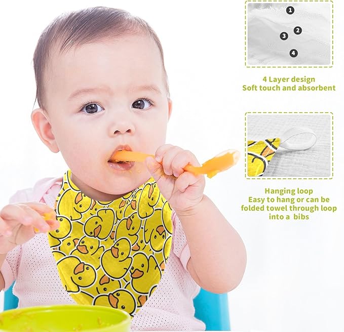 Newborn Face Towel Duck Soft Cotton Baby Washcloths 11.8 x 11.8 Inch Infants Girls Boys Muslin Burp Cloths 5 Pack