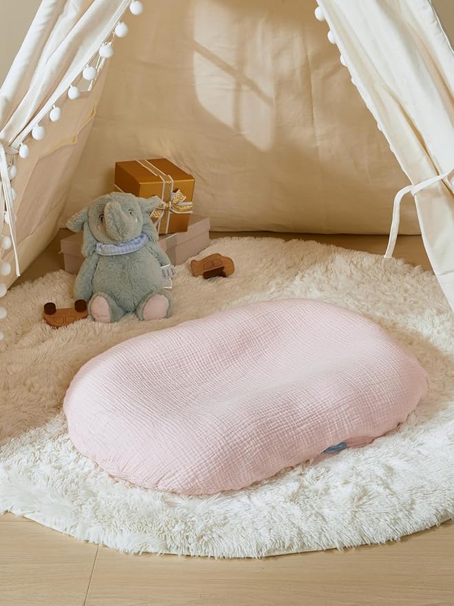 TILLYOU Muslin Baby Lounger Cover, 100% Cotton Newborn Lounger Cover, 2 Pack Baby Nest Slipcover for Boys Girls, Cover Only, Grey and Pink