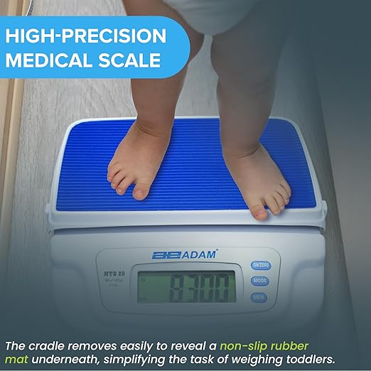 Adam Equipment MTB Baby & Toddler Digital Scale for Babies, Toddlers, Small Pets, Detachable Ergonomic Cradle, Non-Slip Mat, Easy to Use, MTB 20, Weighs up to 44lbs / 20kg