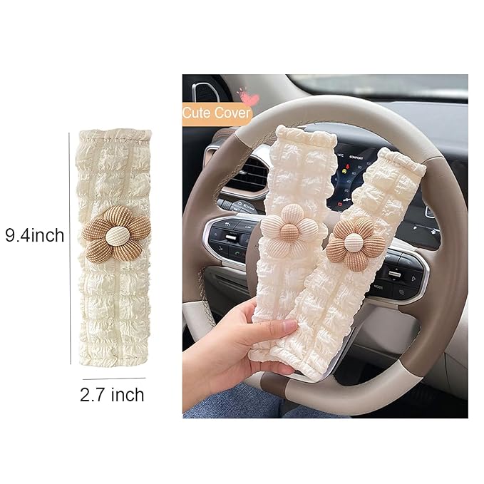 Car Seat Belt Cover Pad, 2 Pack Flower Car Accessorie Seatbelt Covers Cushion Neck Shoulder Strap Protector Universal Seat Belt Cover for Adults and Kids (Texture Flower)