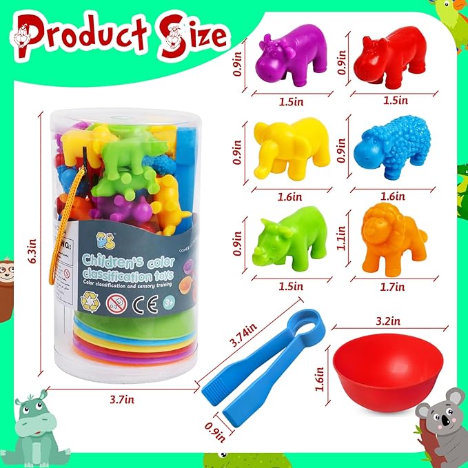 Counting Dinosaurs Toys Matching Games Sorting Learning Activities Preschool Manipulatives Montessori Fine Motor Skills Toys for 3 4 5 Years Old Boy Girl Kids Toddler