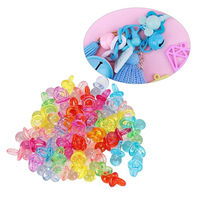 Acrylic Pacifier Decoration Toy Acrylic Pacifier Mini Color Baptism Baby Toys 100pcs Paint Ceramics (#3)