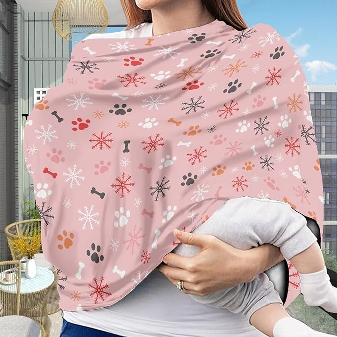 AFPANQZ Pink Snow Stretchy Baby Car Seat Covers for Boys Girls Infant Car Canopy Spring Autumn Winter Snug Warm Breathable Windproof Open Peep Top Universal Fit