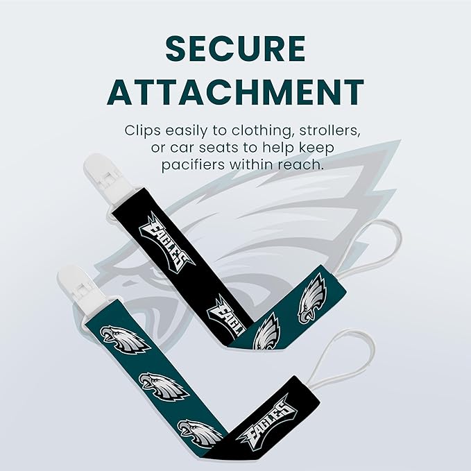 BabyFanatic Officially Licensed Unisex Pacifier Clip 2-Pack - NFL
