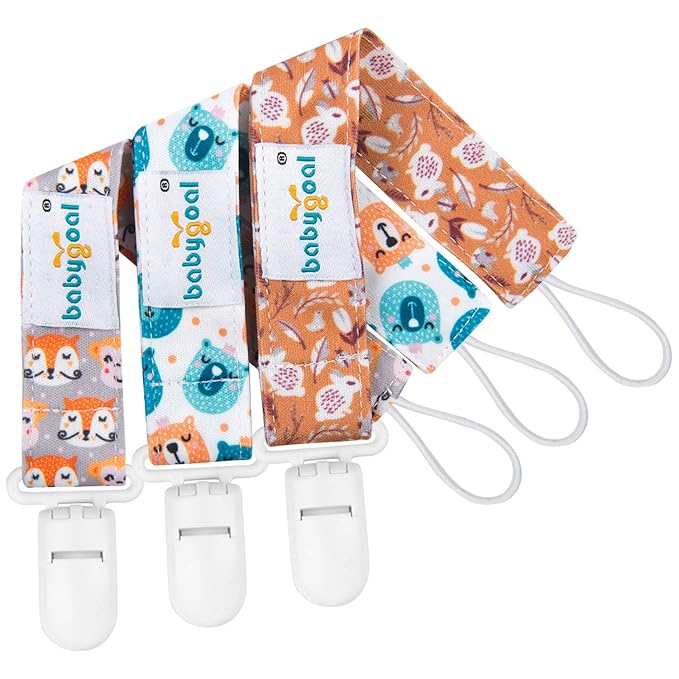 babygoal Animal Pacifier Clips, 6 Pack Pacifier Holder Fits for Most Baby Boys and Girls Pacifier Styles