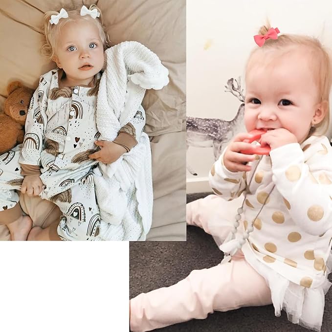 Baby Hair Bows Clips for Girls 2" Fully Lined Hair Clips Grosgrain Ribbon Alligator Clips Bows for Baby Girls Infants Toddlers 40pcs