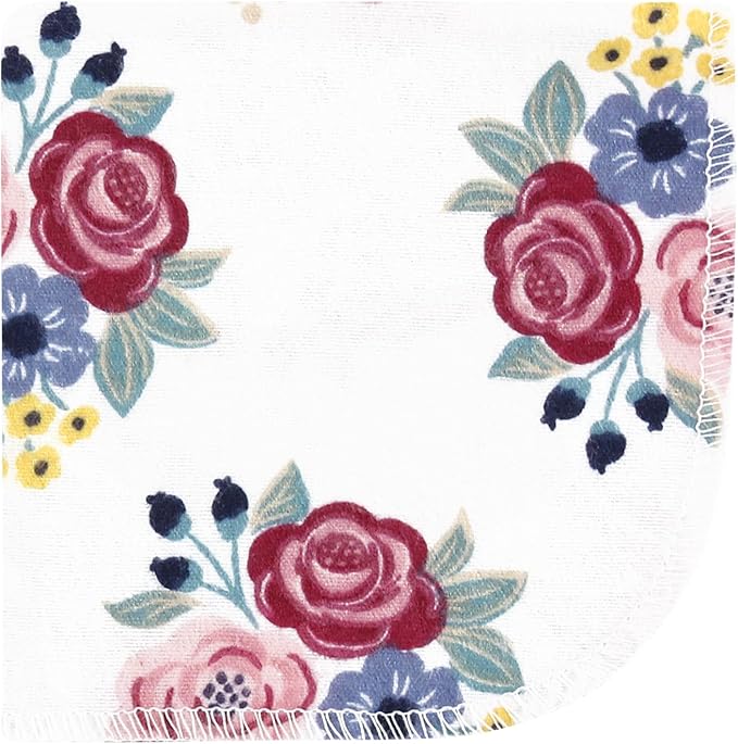 Hudson Baby Unisex Baby Flannel Washcloths, Blush Navy Floral 12Pk, One Size