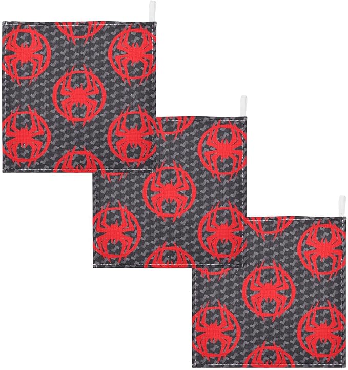 vvfelixl Baby Muslin Washcloths Red Spiders Silhouettes Baby Burp Cloths Cotton Baby Face Towel for Newborn Infants Boys Girls Soft and Absorbent 11.8 X 11.8 in, 3 Pack