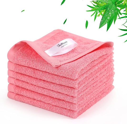 Baby Washcloths 6 Pack, 10x10 inch Heavenly Soft Pink Wash Cloths for Face and Body, Gentle & Safe Face Towel on Sensitive Skin, Baby Essentials Bath Shower Gifts for Girl Infant Kid Toddler Children