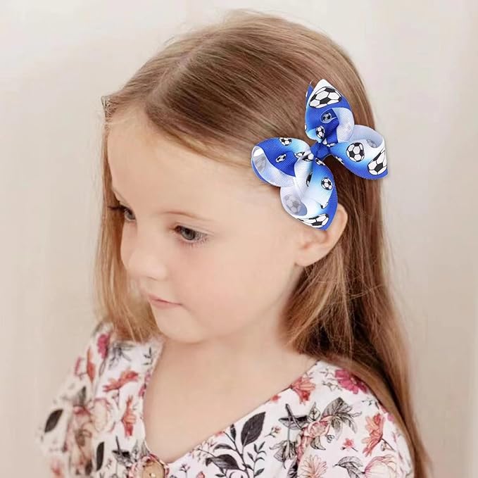 Soccer Hair Accessories, Soccer Hair Bows, Soccer Ball Bow，Soccer Ribbon Bow Hair Clips ，bows Hair Accessories for girls.A (green)