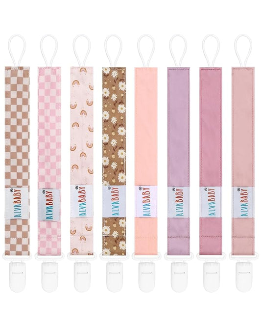 ALVABABY Pacifier Clips 8 Pack Pacifier Binky Paci Holder Leashes for Baby Teethers 8DP17A