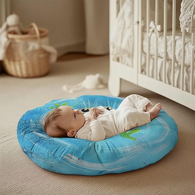 Water and Frog Newborn Lounger Pillow Cover Removable Soft Slipcover for Newborn Baby Padded Lounger Infant Floor Seat Cover for Boys Girls Breathable and Washable
