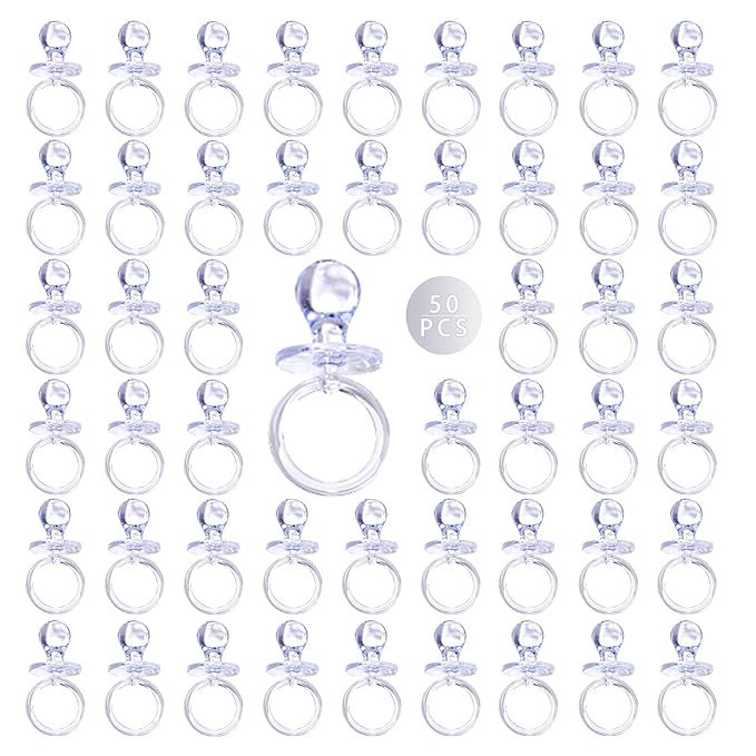 50 Pieces 2.75 Inch Baby Pacifier Baby Shower Plastic Pacifier for Baby Shower Pacifier, Baby Shower Gender Show Party Decoration DIY Baby Shower Birthday Party Gift (Clear)