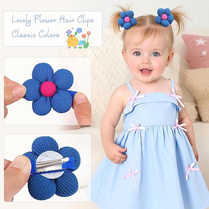 CÉLLOT Flower Hair Clips,10 Pcs Non-Slip Flower Bows Alligator Clips Hair Accessories for Girls Toddlers Teens and Women