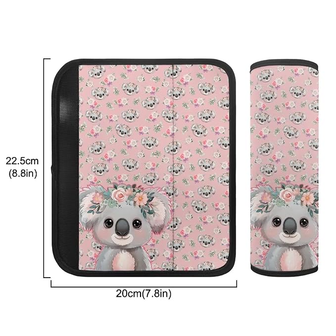 Biyejit Koala Flowers 2 Pieces Car Seat Strap Covers Soft Seat Belt Pads Cover for Kids Car Seat Straps Shoulder Pads Infant Stroller Strap Covers Seat Safety Belt Cushion for Boy Girls