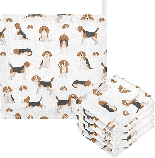 vvfelixl Baby Cotton Washcloths Beagle Dog Infants Bath Towel for Unisex Puppy Face Towels for Newborn, Natural Baby Wipes Delicate Skin, 11.8 X 11.8 inch, one sizex3