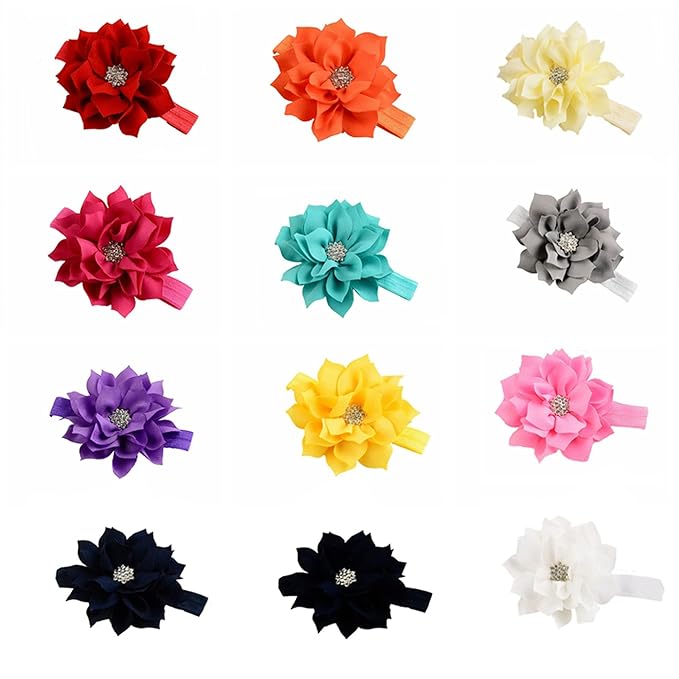 Girl Baby Flower Headbands Rhinestone Flower Princess.(FD83-Multicolor)