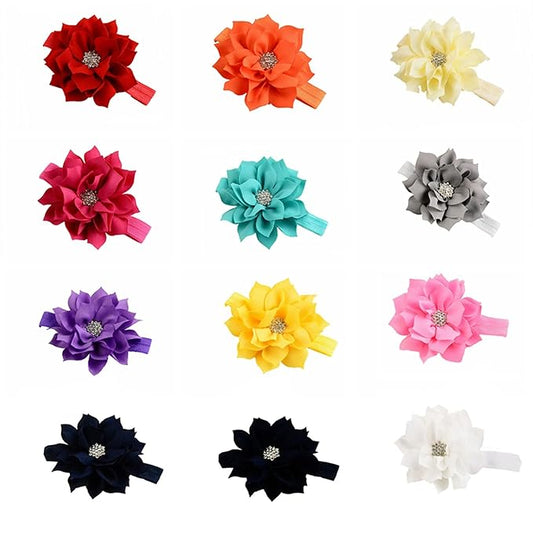 Girl Baby Flower Headbands Rhinestone Flower Princess.(FD83-Multicolor)