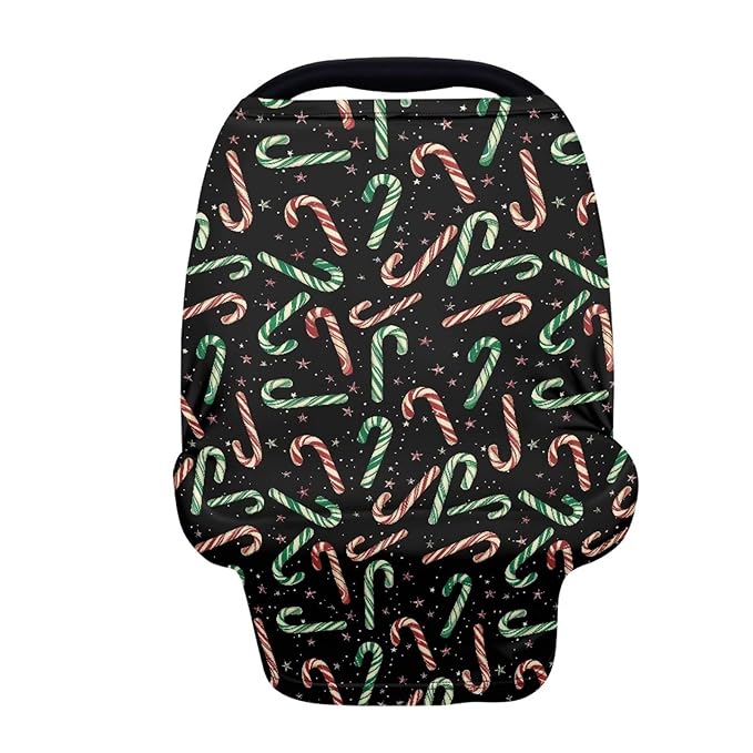 AFPANQZ Christmas Candy Car Seat Covers for Babies Stretchy Lightweight Extra Soft Nursing Cover Breastfeeding Shield Carseat High Chairs Gender Neutral Shopping Carts
