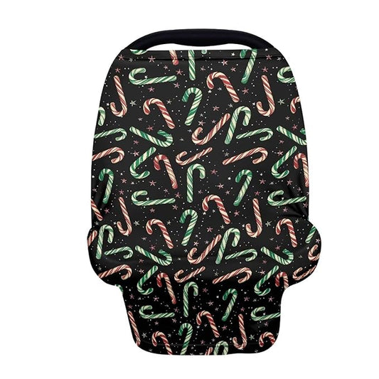 AFPANQZ Christmas Candy Car Seat Covers for Babies Stretchy Lightweight Extra Soft Nursing Cover Breastfeeding Shield Carseat High Chairs Gender Neutral Shopping Carts