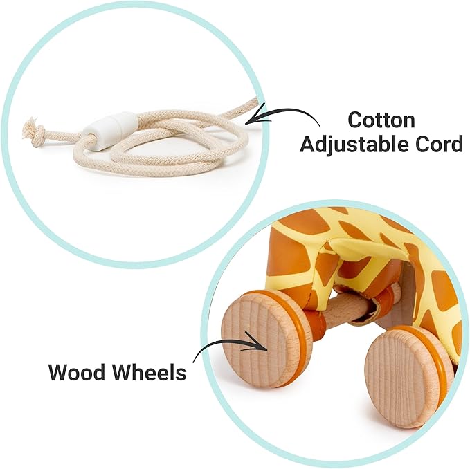 Little Big Friends Giraffe Pull Toy for Toddlers | Classic Baby Walking Toy with Adjustable Cord | Easy-to-Clean Soft Toy | Gina The Giraffe