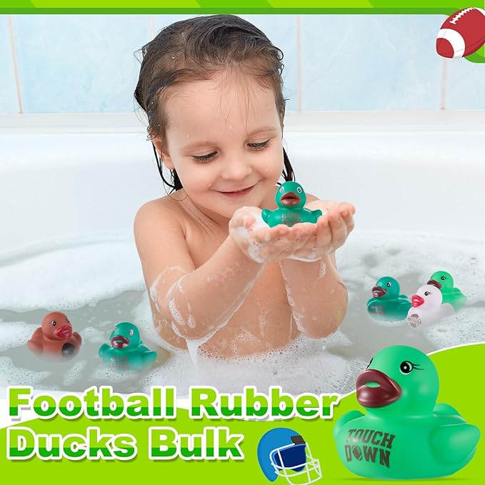 Gejoy 100 Pcs Football Rubber Ducks Assorted Sports Rubber Duckies Bulk Mini Tiny Pool Toy Ducks for Football Team Favors Gifts
