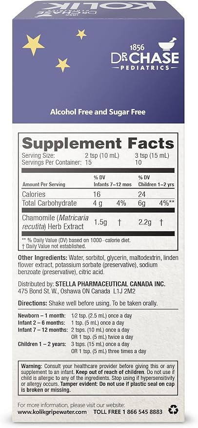 Dr. Chase Kolik Nighttime Gripe Water for Babies, Night Time Gripe Water for Infant Colic and Gas Relief, Safe and Soothing Colic Baby Relief - 5 Fl Oz (Pack of 2)